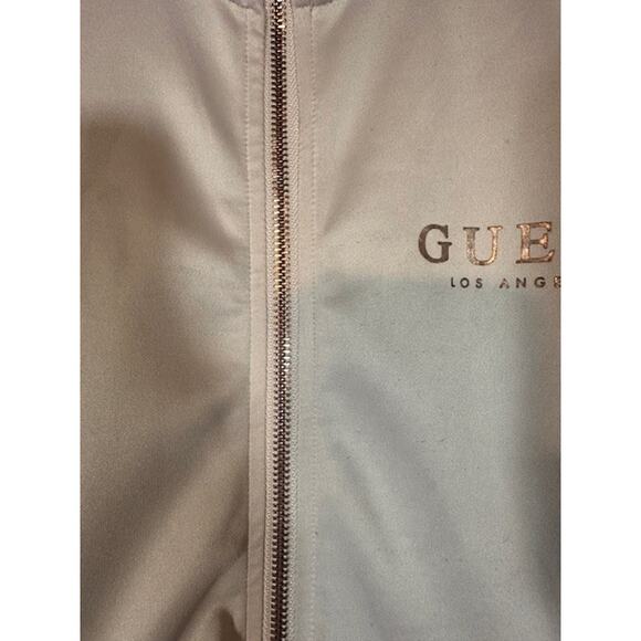Guess Pink & Rose Gold Logo Long Sleeve Mock Neck Full Zip Jacket Women Sz M - Picture 4 of 12